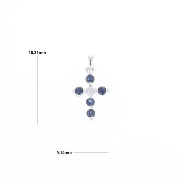 Small Blue Sapphire Cross Pendant