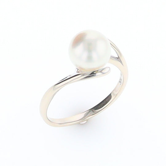 Pearl Solitaire Bypass Ring