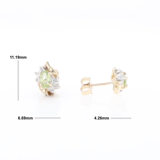 Bypass Peridot and Diamond Stud Earrings