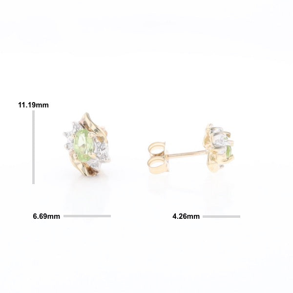Bypass Peridot and Diamond Stud Earrings