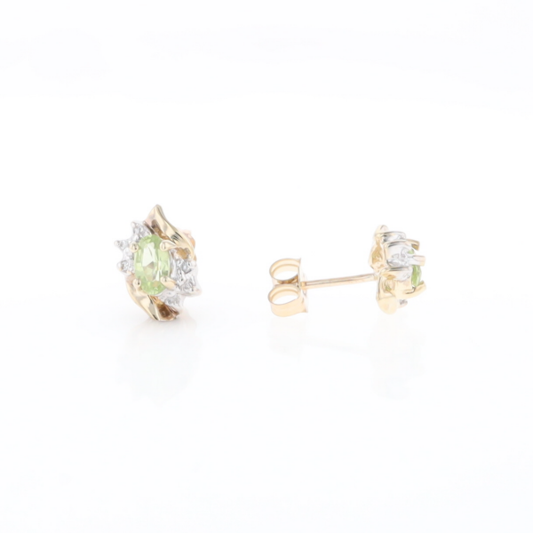 Bypass Peridot and Diamond Stud Earrings