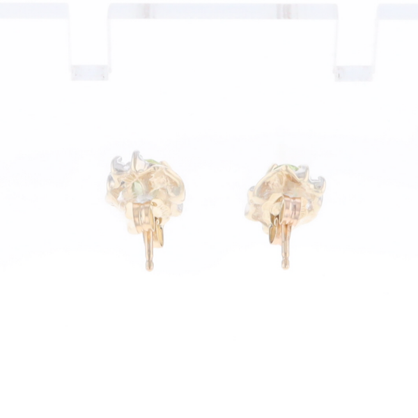 Bypass Peridot and Diamond Stud Earrings