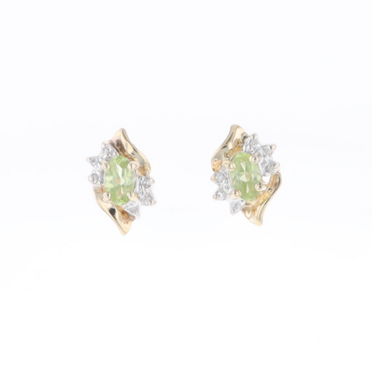 Bypass Peridot and Diamond Stud Earrings