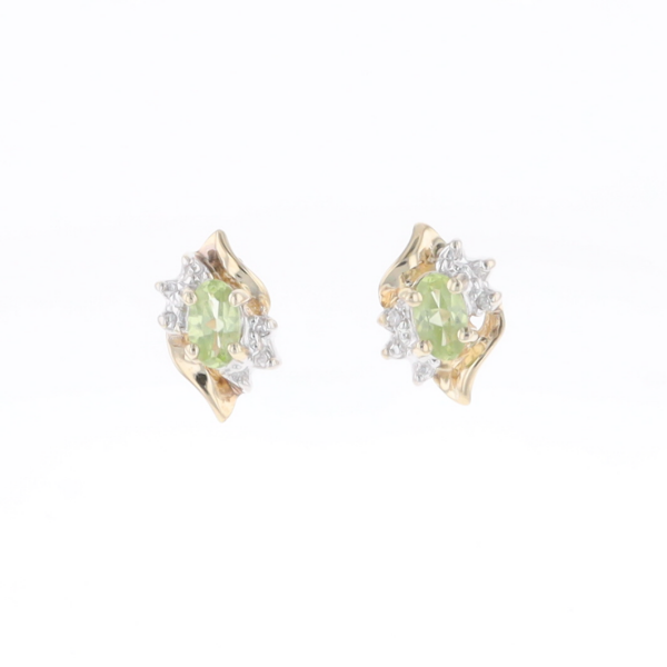 Bypass Peridot and Diamond Stud Earrings