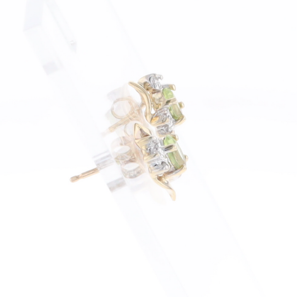 Bypass Peridot and Diamond Stud Earrings