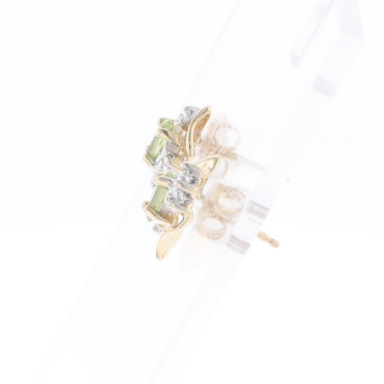 Bypass Peridot and Diamond Stud Earrings