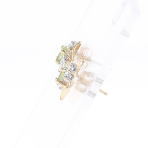 Bypass Peridot and Diamond Stud Earrings