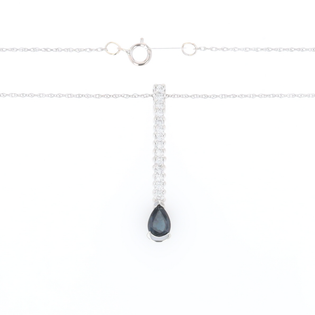 Pear Blue Sapphire Drop Pendant