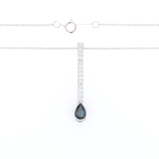 Pear Blue Sapphire Drop Pendant
