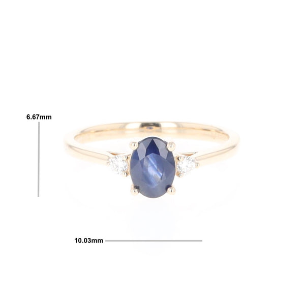 Oval Sapphire Ring With 2 Accent Diamonds