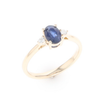 Oval Sapphire Ring With 2 Accent Diamonds