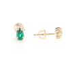 Synthetic Emerald Pear Shaped Earrings with Diamond Accents