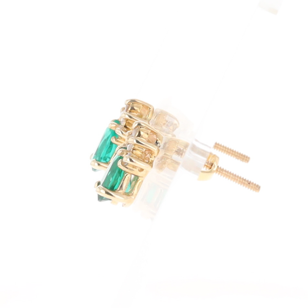 Synthetic Emerald Pear Shaped Earrings with Diamond Accents