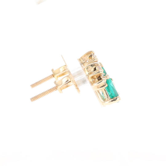Synthetic Emerald Pear Shaped Earrings with Diamond Accents