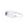 Blue Sapphire Triple Shank Ring With Accent Diamonds