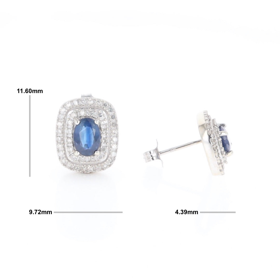 Double Halo Sapphire Earrings