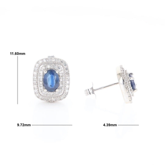 Double Halo Sapphire Earrings