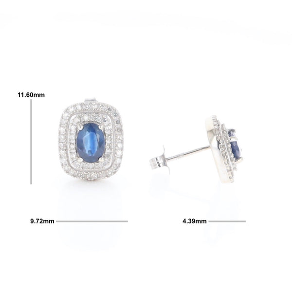 Double Halo Sapphire Earrings