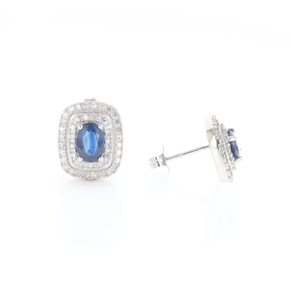 Double Halo Sapphire Earrings