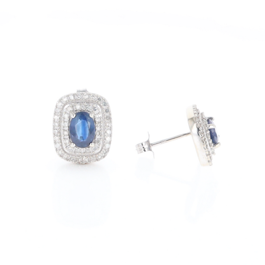 Double Halo Sapphire Earrings