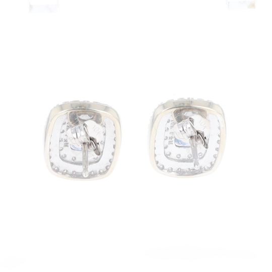 Double Halo Sapphire Earrings