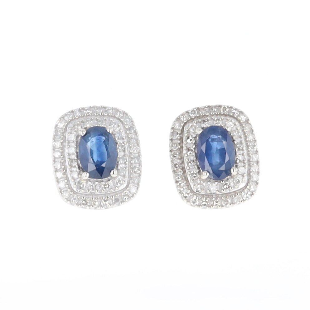 Double Halo Sapphire Earrings