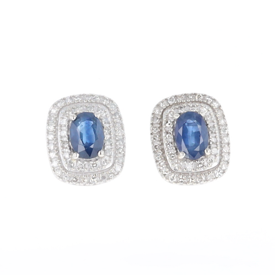 Double Halo Sapphire Earrings