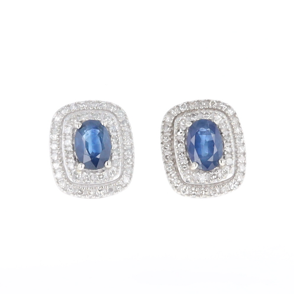 Double Halo Sapphire Earrings
