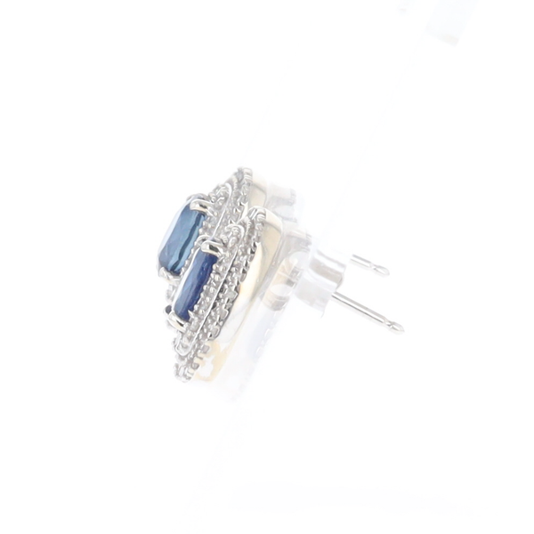 Double Halo Sapphire Earrings