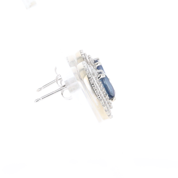 Double Halo Sapphire Earrings