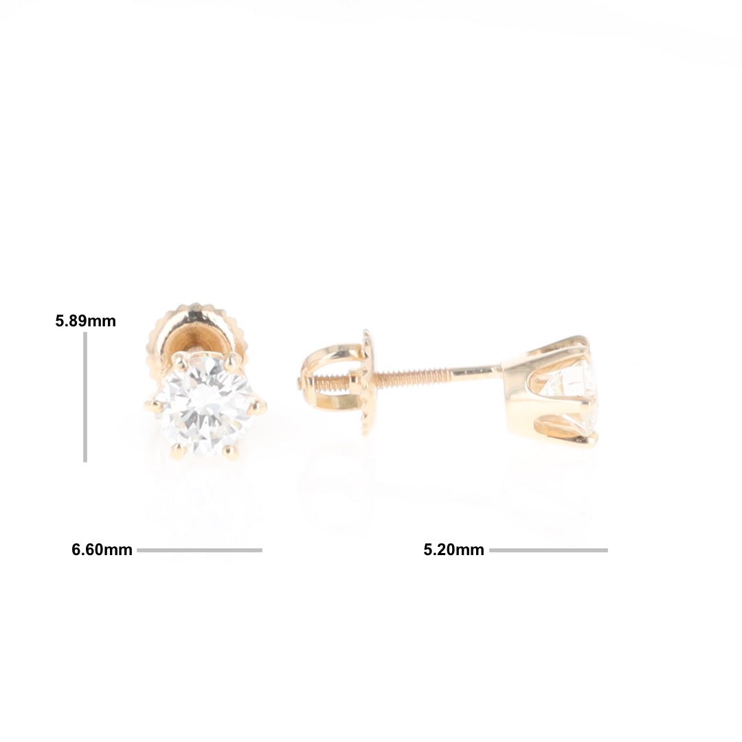 1.1ct 6-Prong Round Diamond Solitaire Studs