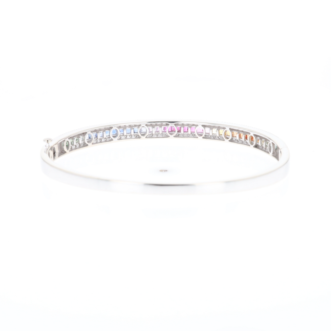 Multi-color Sapphire Cuff Bracelet with Diamond Accents