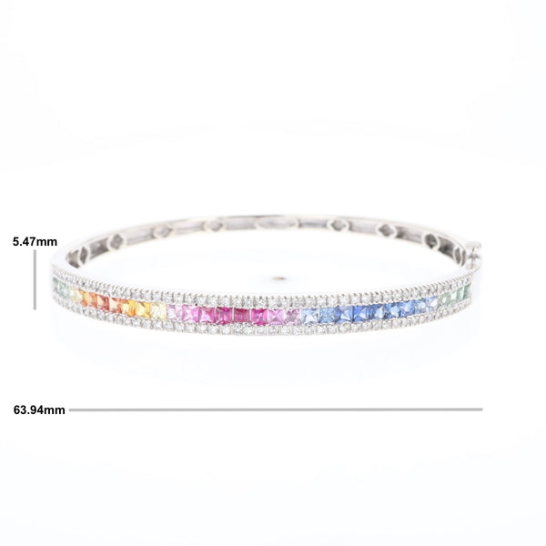 Multi-color Sapphire Cuff Bracelet with Diamond Accents