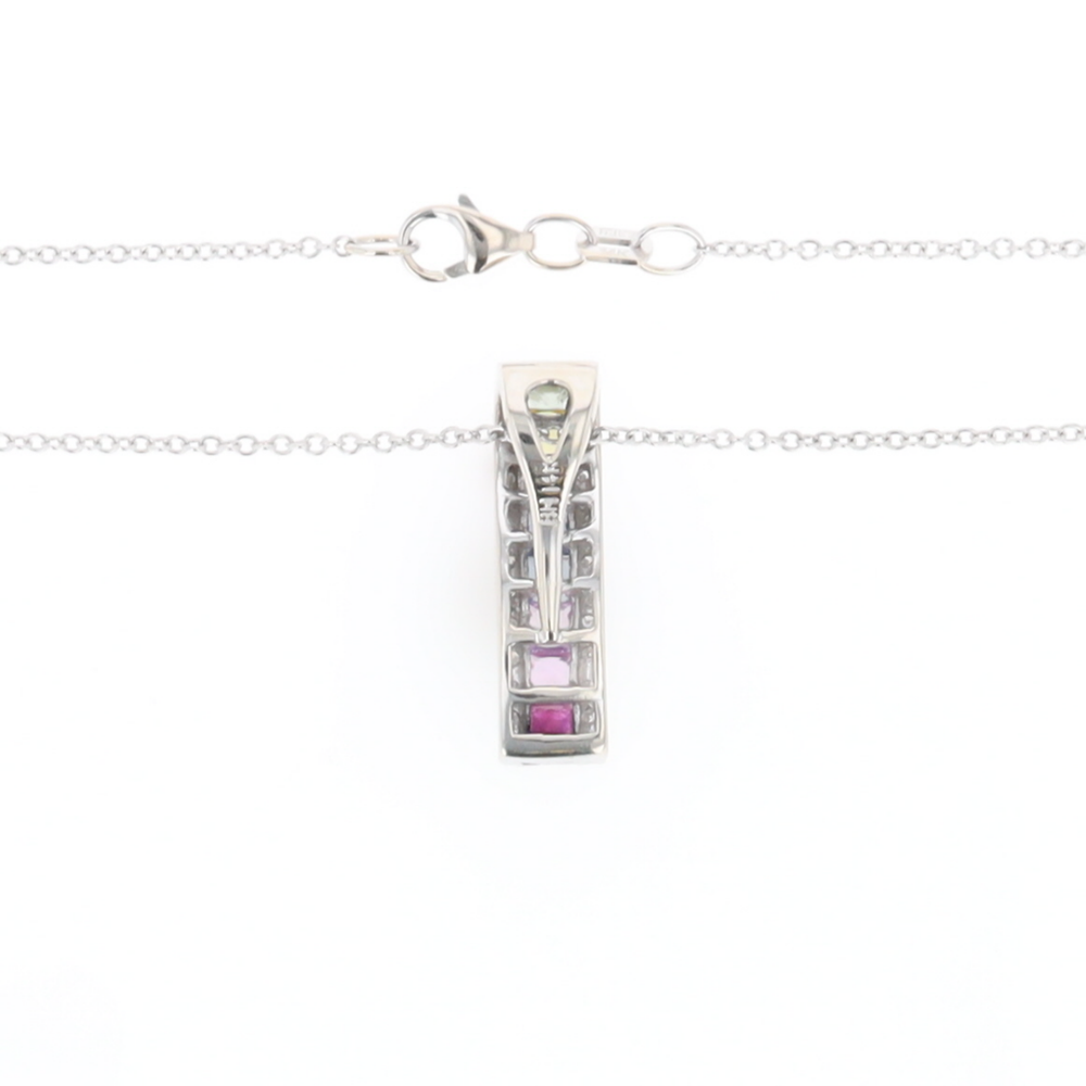 Multi-color Sapphire Necklace with Diamond Accents