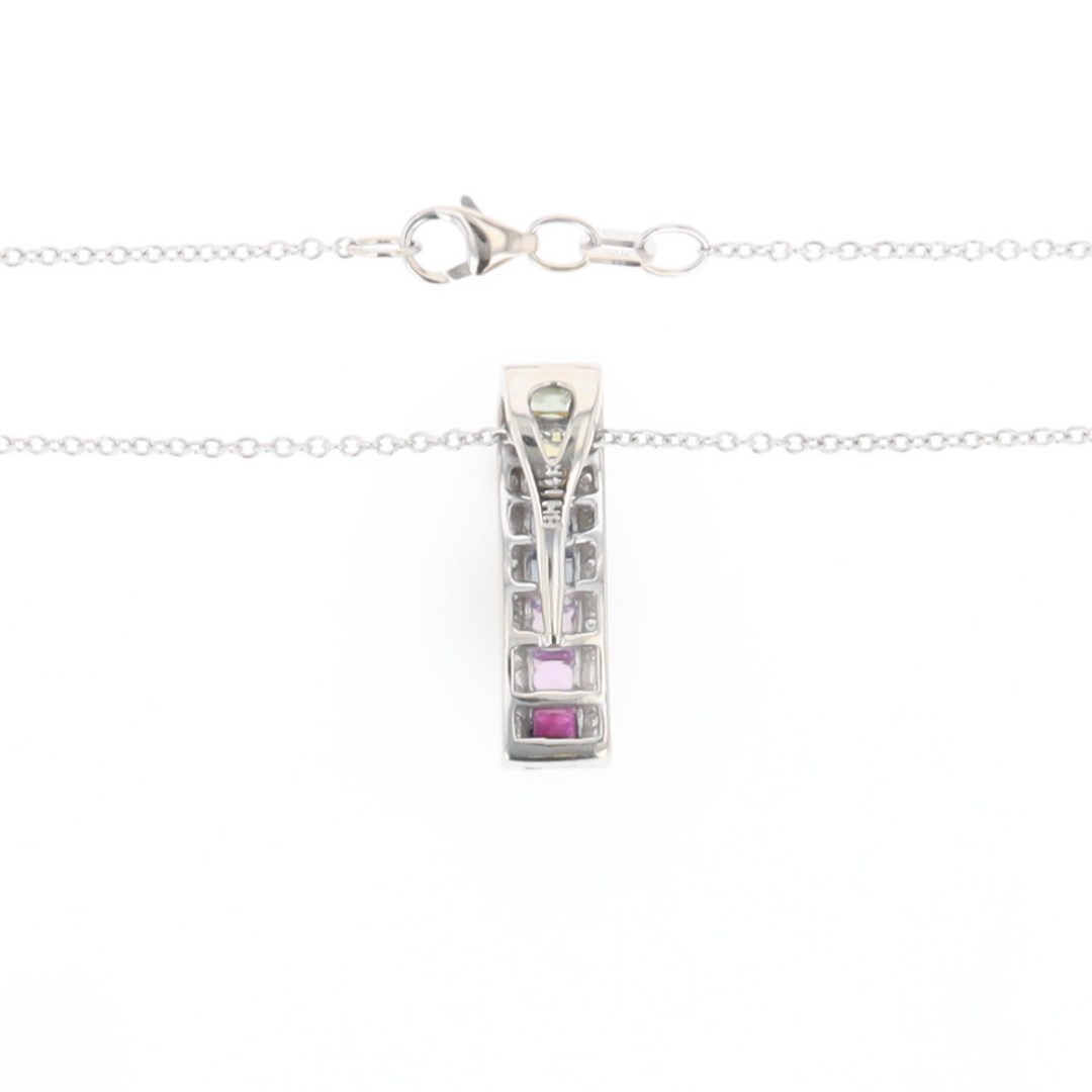 Multi-color Sapphire Necklace with Diamond Accents
