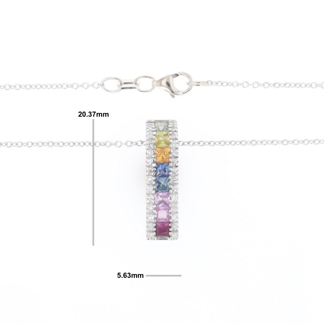 Multi-color Sapphire Necklace with Diamond Accents