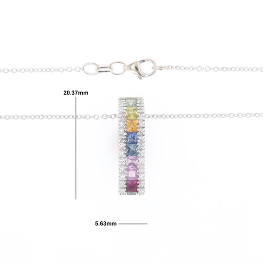 Multi-color Sapphire Necklace with Diamond Accents