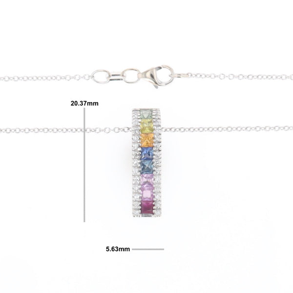Multi-color Sapphire Necklace with Diamond Accents