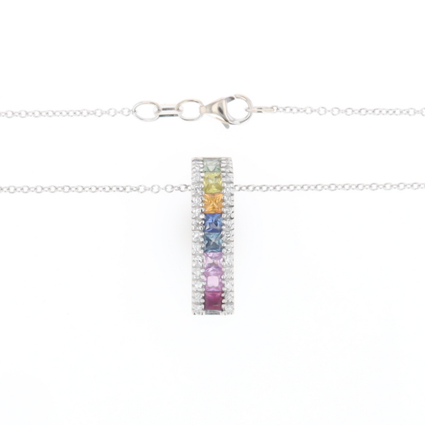Multi-color Sapphire Necklace with Diamond Accents