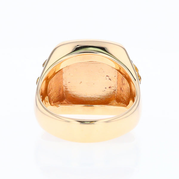 Gold Quartz Ring Double Side Natural Nuggets Rectangle Inlaid Center G1