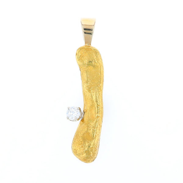 20K Natural Nugget Pendant with Diamond Accent
