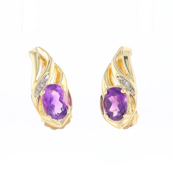 Amethyst and Diamond Pear Shaped Earrings