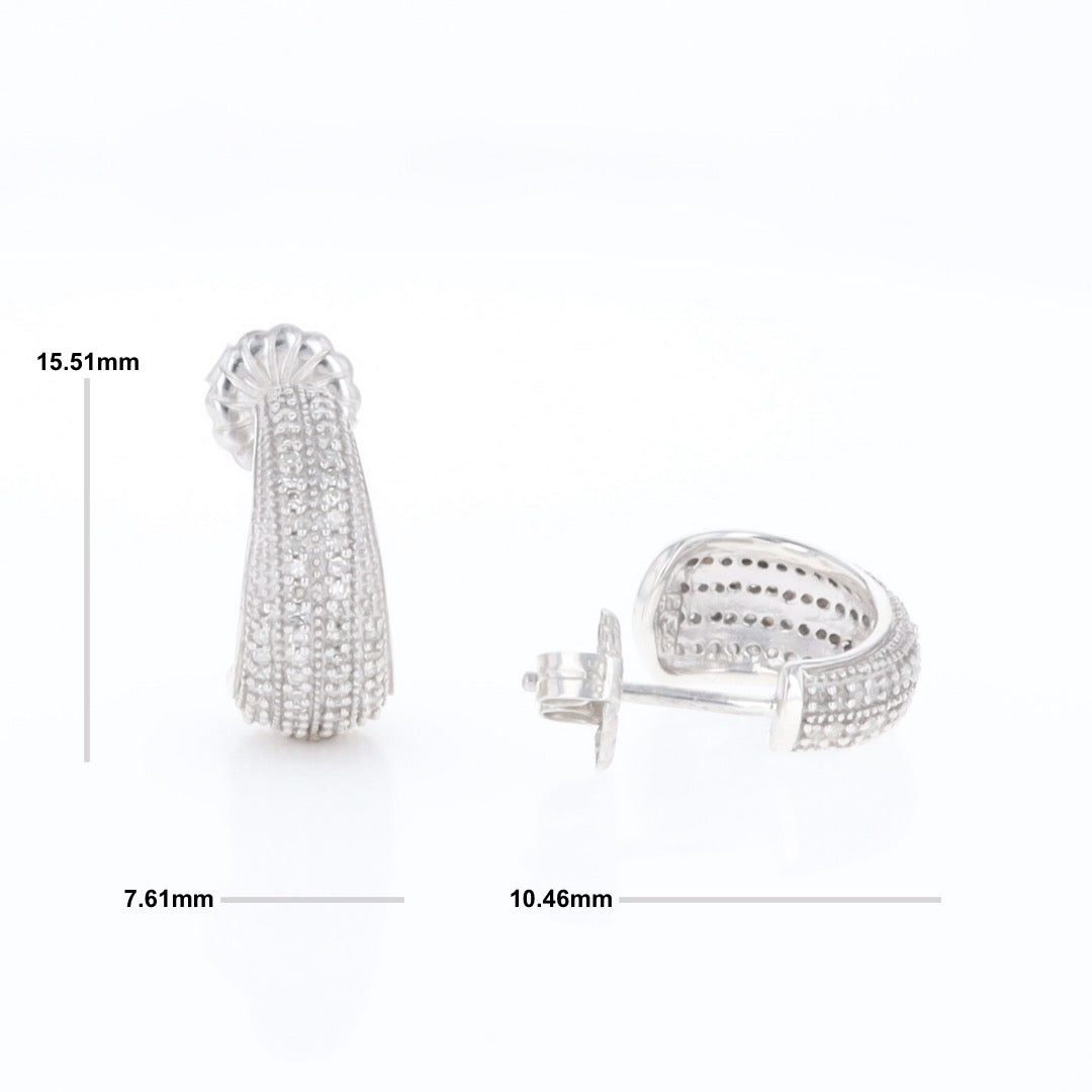 Diamond Half Hoop Stud Earrings