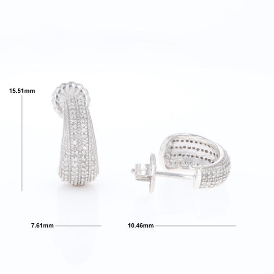 Diamond Half Hoop Stud Earrings