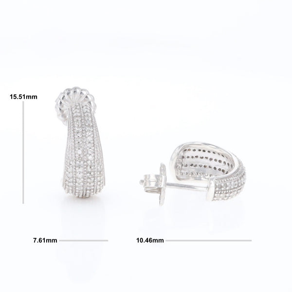 Diamond Half Hoop Stud Earrings