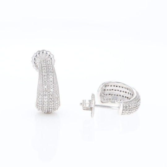 Diamond Half Hoop Stud Earrings
