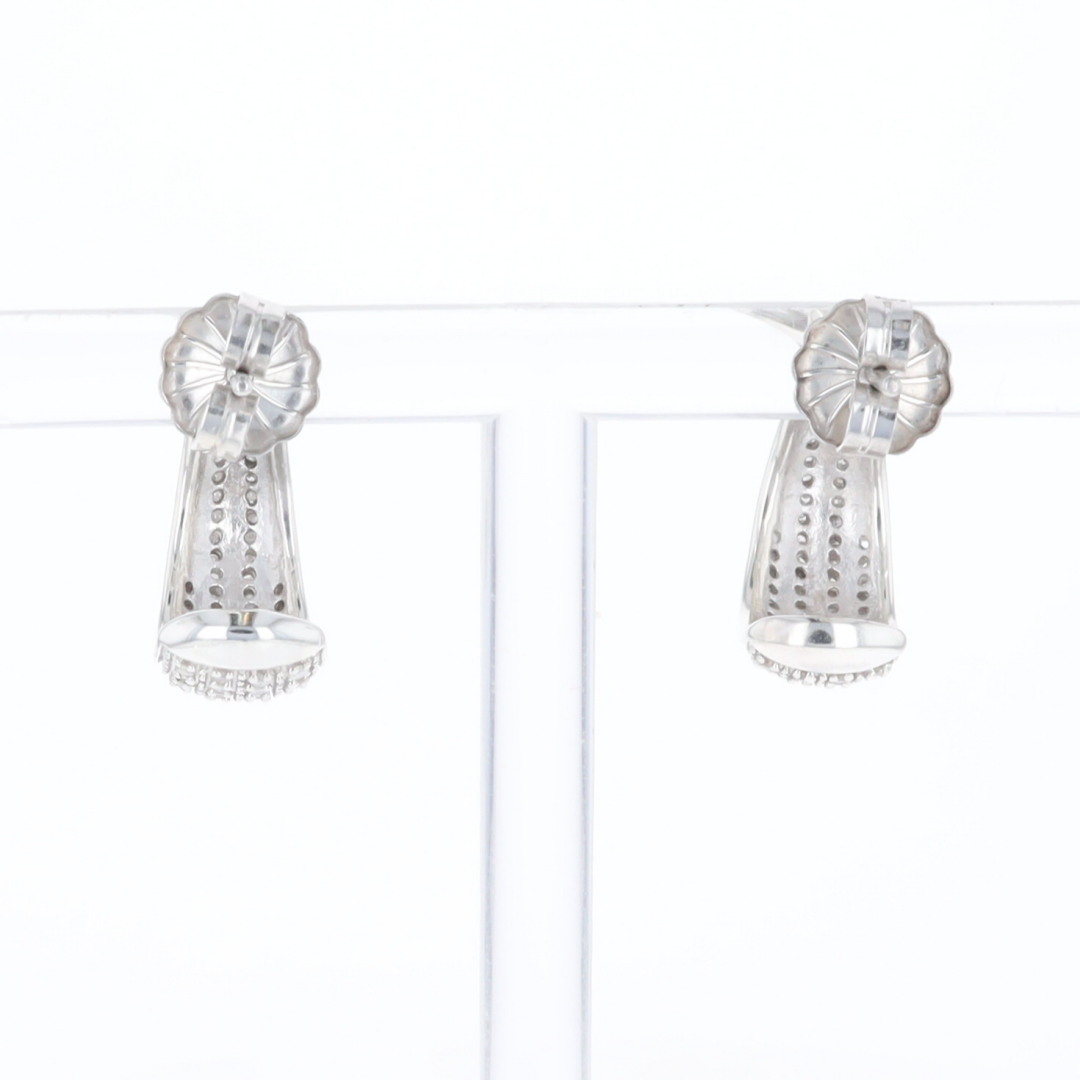 Diamond Half Hoop Stud Earrings