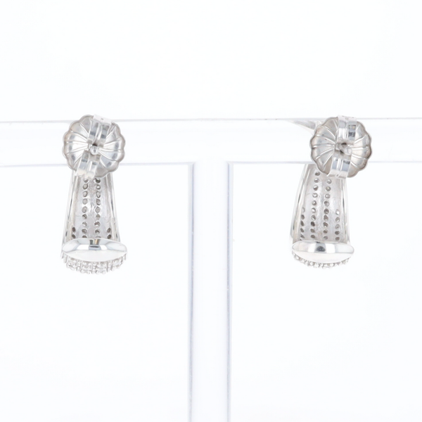 Diamond Half Hoop Stud Earrings