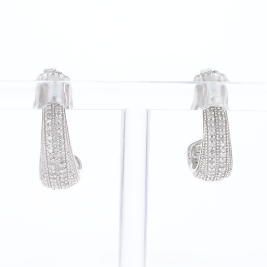 Diamond Half Hoop Stud Earrings
