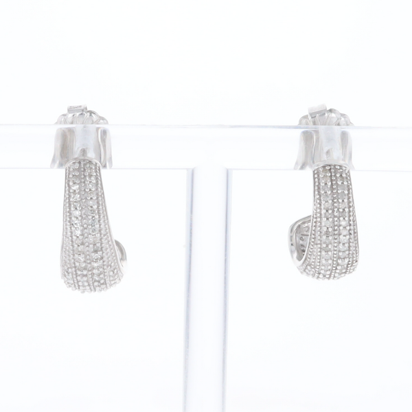 Diamond Half Hoop Stud Earrings